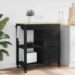 Chariots & Îlots-vidaXL Chariot de cuisine MONZA 84 x 40 x 88,5 cm Noir