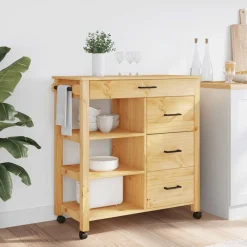 vidaXL Chariot de cuisine MONZA 84x40x88,5 cm bois massif de pin