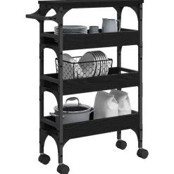 Chariots & Îlots-vidaXL Chariot de cuisine Chêne noir 53 x 20 x 76 cm Bois d'ingénierie Ch&ecirc;ne noir