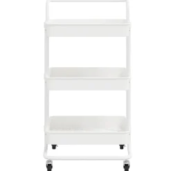 Chariots & Îlots-vidaXL Chariot de cuisine 3 niveaux 42x35x85 cm Fer et ABS Blanc