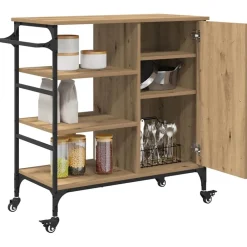 vidaXL Chariot de cuisine Chêne artisanal 87.5 x 39 x 84.5 cm