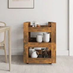 vidaXL Chariot de cuisine Chêne fumé 60x45x80 cm Bois d'ingénierie