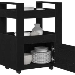 Chariots & Îlots-vidaXL Chariot de cuisine Chêne noir 60 x 45 x 80 cm Bois d'ingénierie Ch&ecirc;ne noir