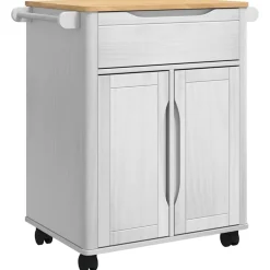 Chariots & Îlots-vidaXL Chariot de cuisine FLORO 72,5 x 45 x 80 cm Blanc