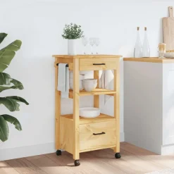 vidaXL Chariot de cuisine MONZA 48x40x88,5 cm bois massif de pin