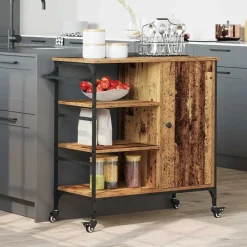 Chariots & Îlots-vidaXL Chariot de cuisine 87.5 x 39 x 84.5 cm Bois ancien