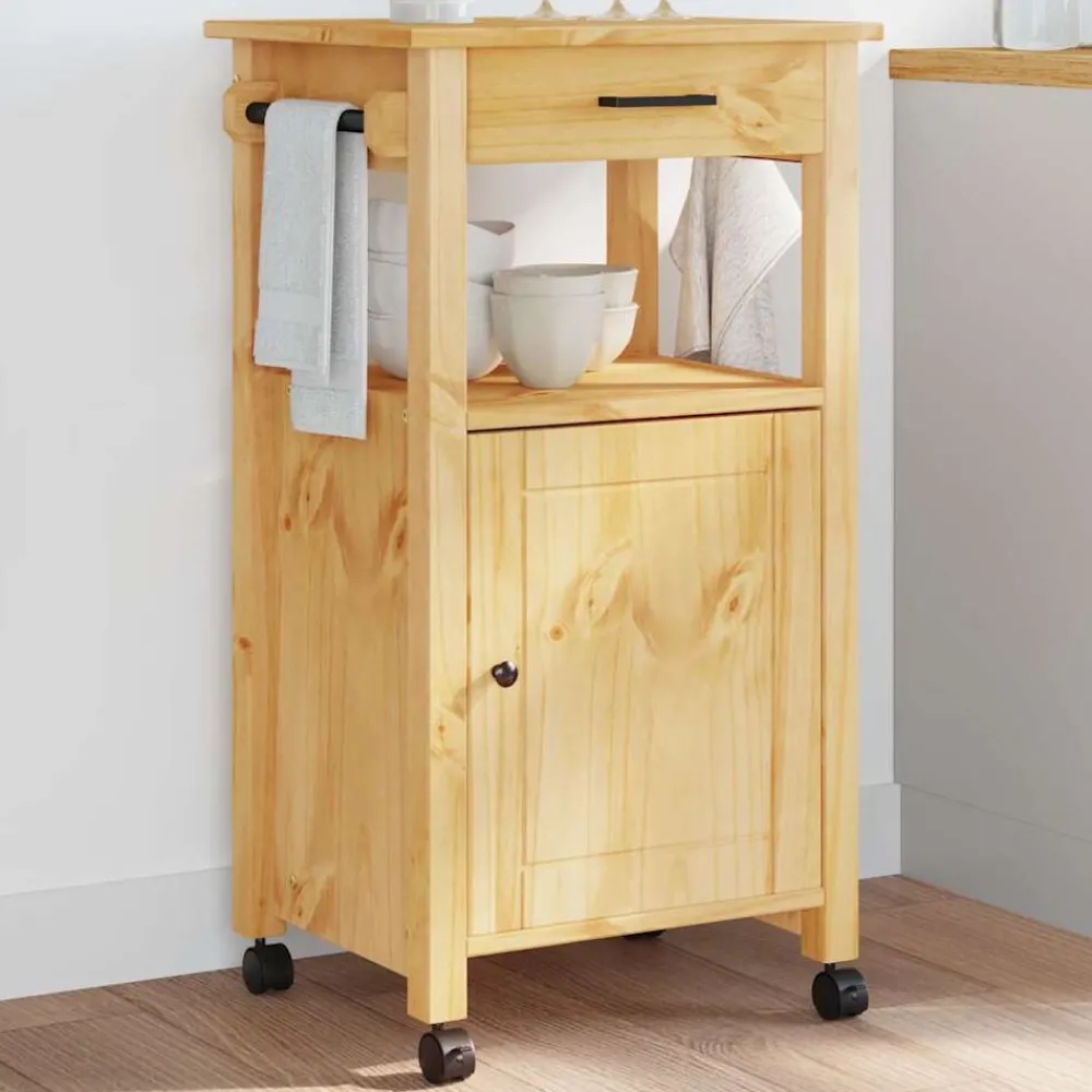 Chariots & Îlots-vidaXL Chariot de cuisine MONZA 48x40x88,5 cm bois massif de pin Marron