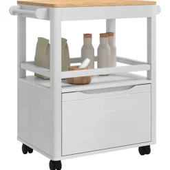Chariots & Îlots-vidaXL Chariot de cuisine FLORO 72,5 x 45 x 80 cm Blanc