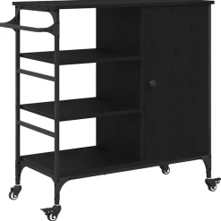 Chariots & Îlots-vidaXL Chariot de cuisine Chêne noir 87.5 x 39 x 84.5 cm Ch&ecirc;ne noir