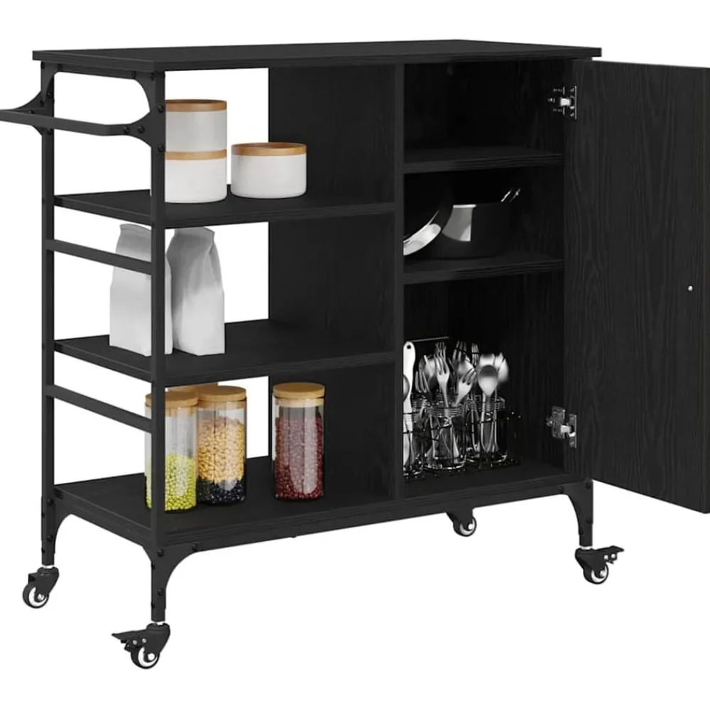 Chariots & Îlots-vidaXL Chariot de cuisine Chêne noir 87.5 x 39 x 84.5 cm Chêne noir
