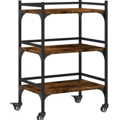 Chariots & Îlots-vidaXL Chariot de cuisine chêne fumé 50x35x75,5 cm bois d'ingénierie Chêne fumé