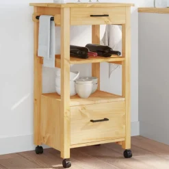 vidaXL Chariot de cuisine MONZA 48x40x88,5 cm bois massif de pin