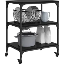 Chariots & Îlots-vidaXL Chariot de cuisine Chêne noir 60 x 41 x 76 cm Bois d'ingénierie Ch&ecirc;ne noir
