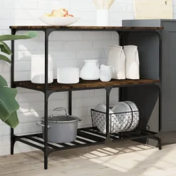 vidaXL Chariot de cuisine chêne fumé 100x50x95 cm bois d'ingénierie