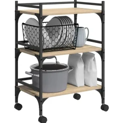 vidaXL Chariot de cuisine Chêne Sonoma 50 x 35 x 75,5 cm