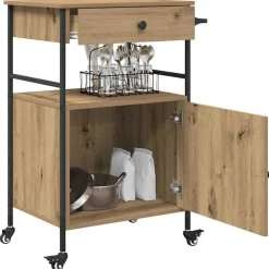 Chariots & Îlots-vidaXL Chariot de cuisine Chêne artisanal 56 x 43 x 89,5 cm ch&ecirc;ne artisanal