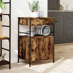 Chariots & Îlots-vidaXL Chariot de cuisine chêne fumé 56x43x89,5 cm bois d'ingénierie Ch&ecirc;ne fumé