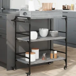 Chariots & Îlots-vidaXL Chariot de cuisine 81,5x41x92,5cm bois d'ingénierie Sonoma gris