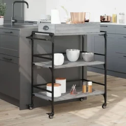 Chariots & Îlots-vidaXL Chariot de cuisine 81,5x41x92,5cm bois d'ingénierie Sonoma gris