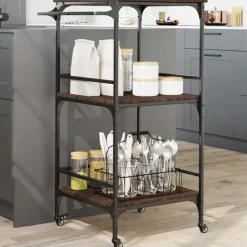 Chariots & Îlots-vidaXL Chariot de cuisine chêne marron 60,5x50x105cm bois d'ingénierie Ch&ecirc;ne marron