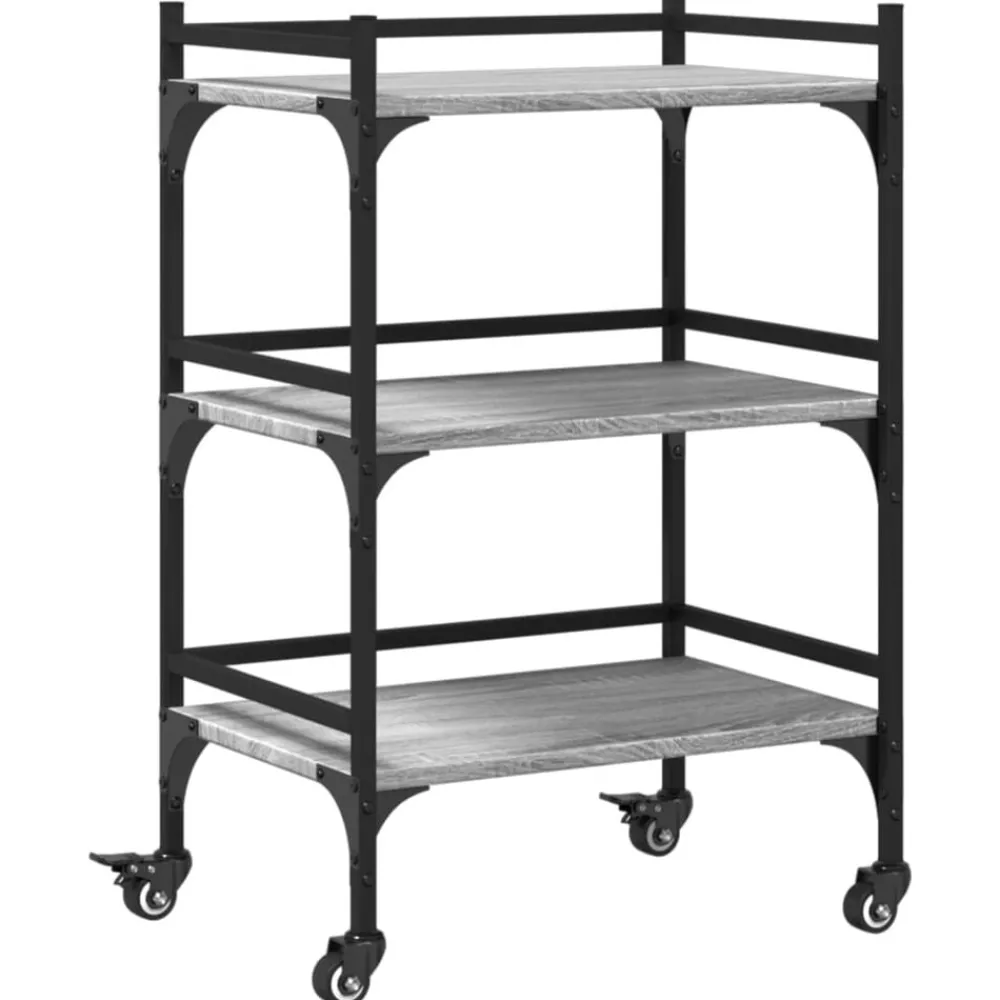 Chariots & Îlots-vidaXL Chariot de cuisine 50x35x75,5 cm bois d'ingénierie Sonoma gris
