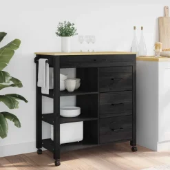 Chariots & Îlots-vidaXL Chariot de cuisine MONZA 84 x 40 x 88,5 cm Noir