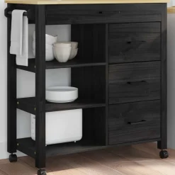 Chariots & Îlots-vidaXL Chariot de cuisine MONZA 84 x 40 x 88,5 cm Noir