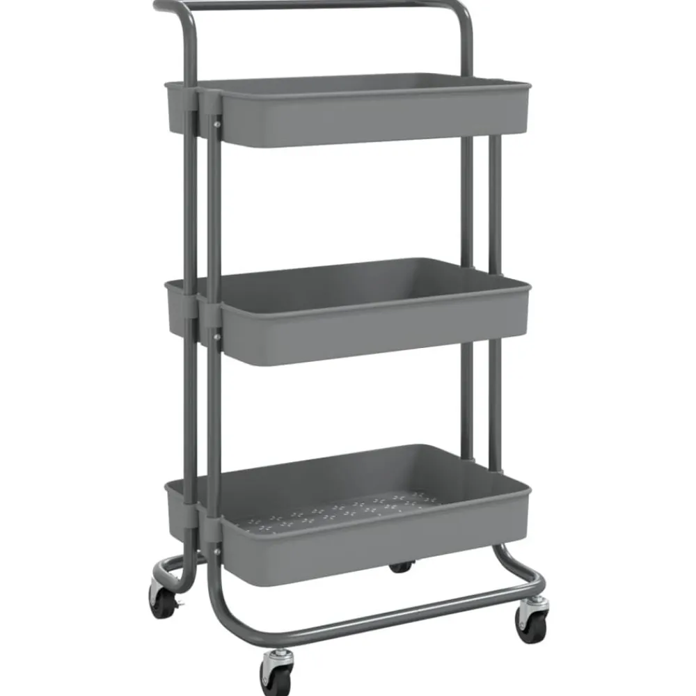 Chariots & Îlots-vidaXL Chariot de cuisine 3 niveaux 42x35x85 cm Fer et ABS Gris