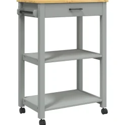 Chariots & Îlots-vidaXL Chariot de cuisine MONZA 60x40x88,5 cm bois massif de pin Gris
