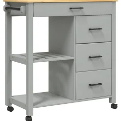 Chariots & Îlots-vidaXL Chariot de cuisine MONZA 84x40x88,5 cm bois massif de pin Gris