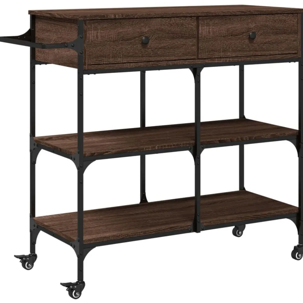 vidaXL Chariot de cuisine chêne marron 105x42x95 cm bois d'ingénierie