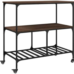 vidaXL Chariot de cuisine chêne marron 100x50x95 cm bois d'ingénierie