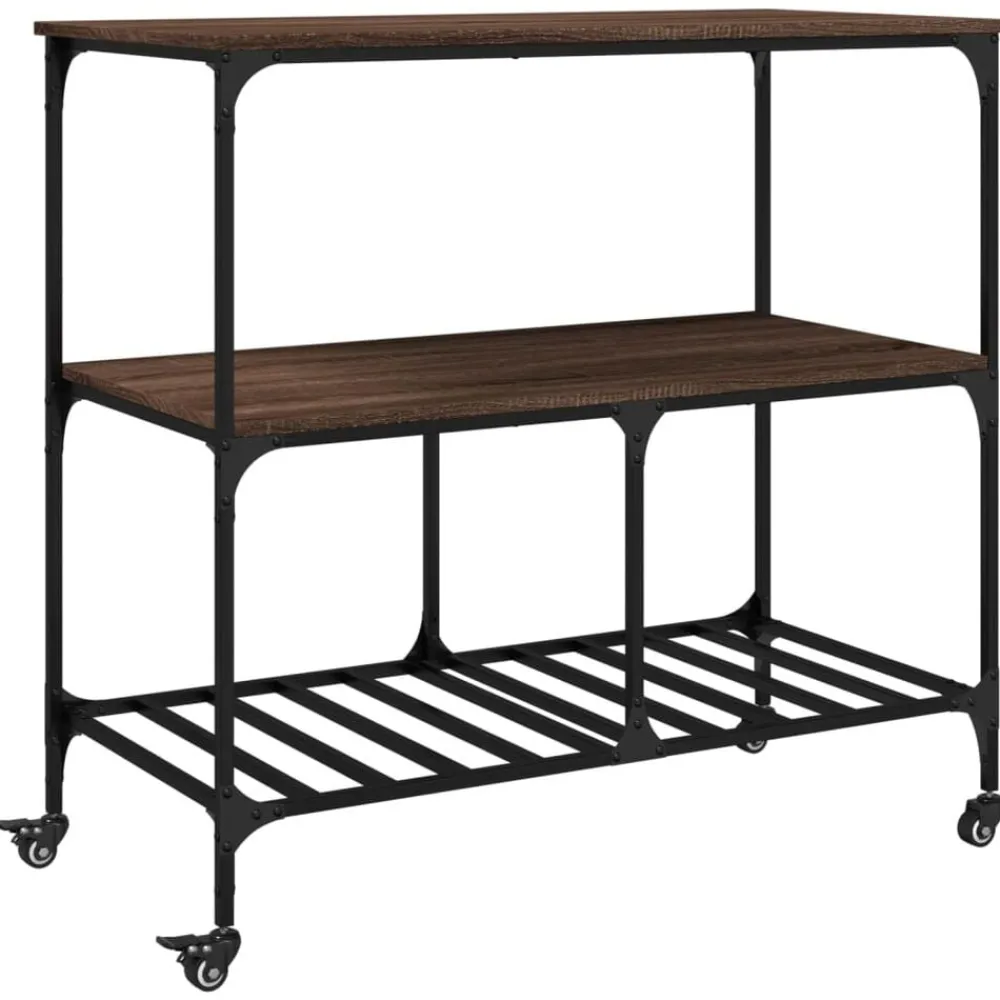 vidaXL Chariot de cuisine chêne marron 100x50x95 cm bois d'ingénierie