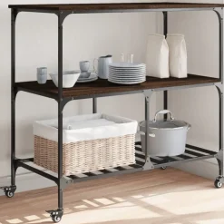 vidaXL Chariot de cuisine chêne marron 100x50x95 cm bois d'ingénierie