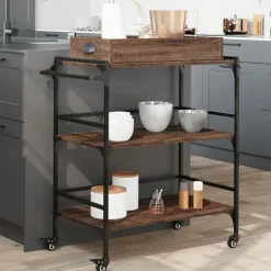 vidaXL Chariot de cuisine chêne marron 81,5x41x92,5 cm bois ingénierie