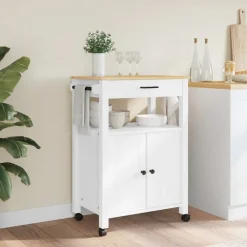 Chariots & Îlots-vidaXL Chariot de cuisine MONZA 60x40x88,5 cm bois massif de pin Blanc