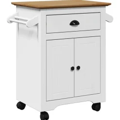 Chariots & Îlots-vidaXL Chariot de cuisine BODO 72x45x80 cm Blanc et marron