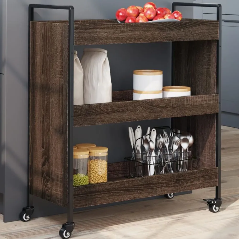 Chariots & Îlots-vidaXL Chariot de cuisine chêne marron 70x30x82 cm bois d'ingénierie Chêne marron