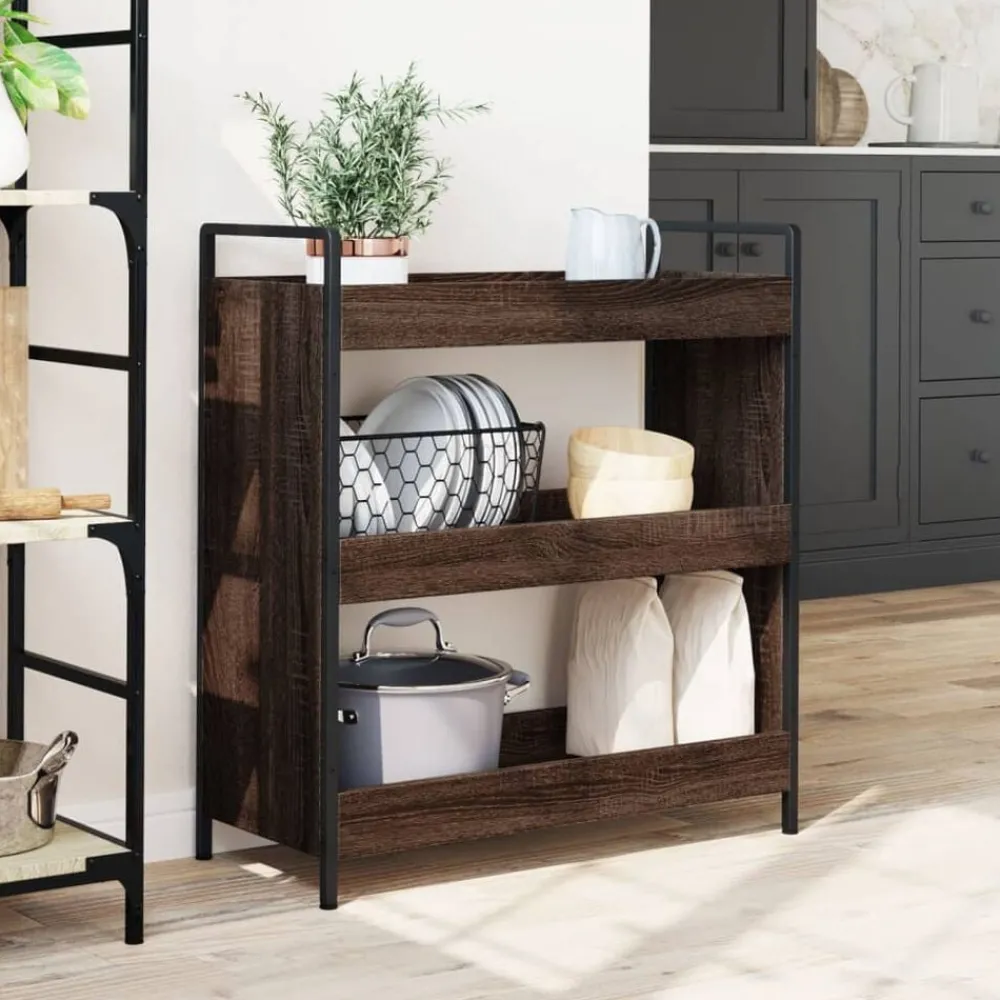 Chariots & Îlots-vidaXL Chariot de cuisine chêne marron 70x30x82 cm bois d'ingénierie Chêne marron