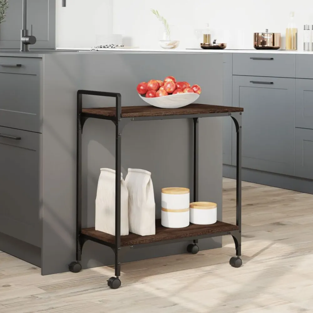 vidaXL Chariot de cuisine chêne marron 60,5x31x72,5 cm bois ingénierie