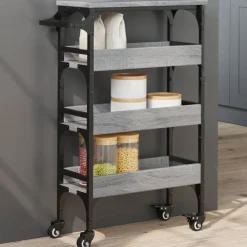 Chariots & Îlots-vidaXL Chariot de cuisine 53x20x76 cm bois d'ingénierie Sonoma gris