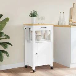 Chariots & Îlots-vidaXL Chariot de cuisine MONZA 48x40x88,5 cm bois massif de pin Blanc