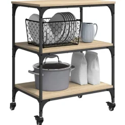 vidaXL Chariot de cuisine Chêne Sonoma 60 x 41 x 76 cm