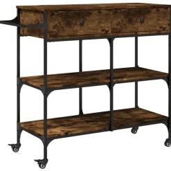 vidaXL Chariot de cuisine chêne fumé 105x42x95 cm bois d'ingénierie
