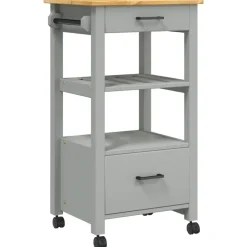 Chariots & Îlots-vidaXL Chariot de cuisine MONZA 48x40x88,5 cm bois massif de pin Gris
