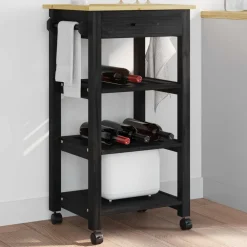 Chariots & Îlots-vidaXL Chariot de cuisine MONZA 48 x 40 x 88,5 cm Noir