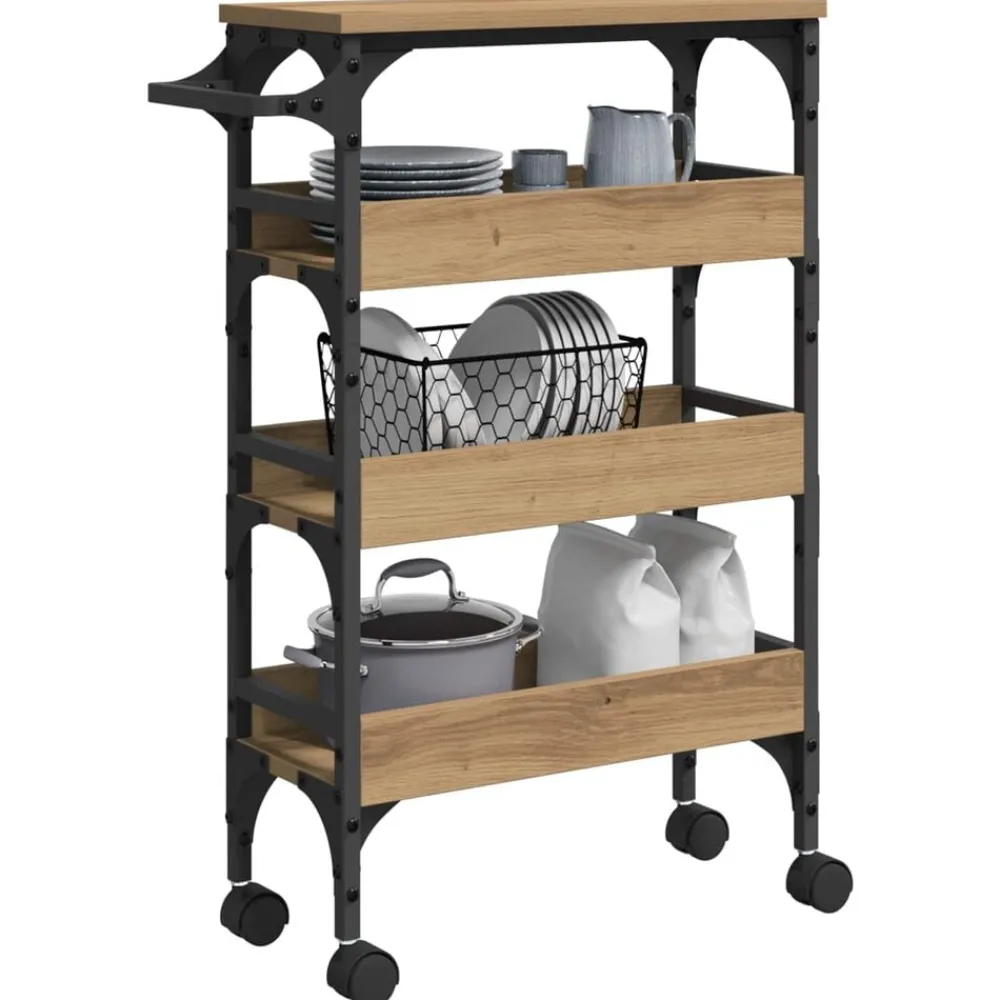 Chariots & Îlots-vidaXL Chariot de cuisine Chêne artisanal 53 x 20 x 76 cm ch&ecirc;ne artisanal