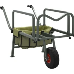 vidaXL Chariot de pêche vert avec roue acier enduit de poudre