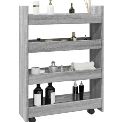 Chariots & Îlots-vidaXL Chariot de rangement étroit 4 niveaux Sonoma gris