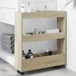 vidaXL Chariot de rangement étroit 3 niveaux chêne sonoma